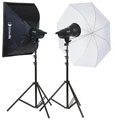 Interfit F121 200w Twin Head Softbox and Umbrella Kit INT906