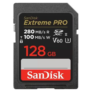 Compare Prices on the Sandisk 128GB Extreme Pro 280MBs (100MBs) V60 SDXC Card